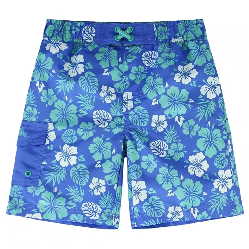 UV‎ Skinz Boys 3 Piece Swimwear Set Size 2T - Blue Tropical Hibiscus